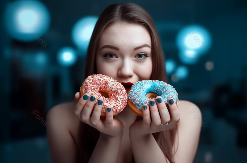 吃美味的甜甜圈,高清,摄影图,摄影图片,图片大全,摄影图免费下载